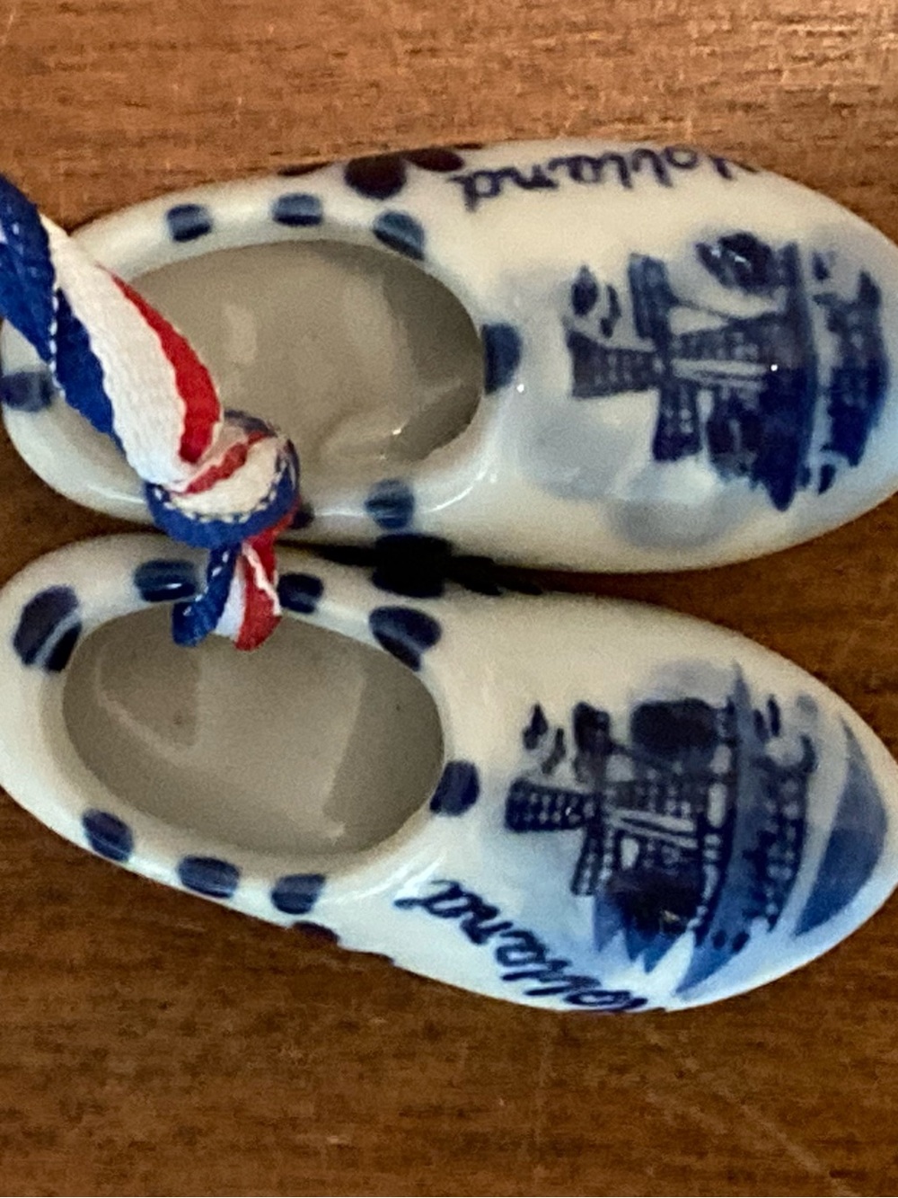 Vintage Style Holland Delft Blue Dutch Clog Shoes Ornament Windmill